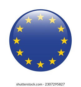Flag of the European Union. Flag icon. Standard color. Round flag. 3d illustration. Computer illustration. Digital illustration. Vector illustration.