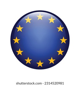 Flag of the European Union. Flag icon. Standard color. A round flag. Computer illustration. Digital illustration. Vector illustration.