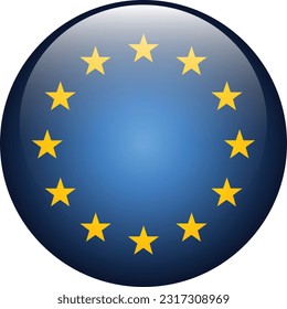 Flag of the European Union. Flag icon. Standard color. The round flag. 3d illustration. Computer illustration. Digital illustration. Vector illustration.