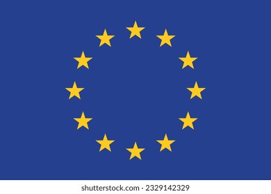 Flag of the European Union. Flag icon. Standard color. Standard size. A rectangular flag. Computer illustration. Digital illustration. Vector illustration.