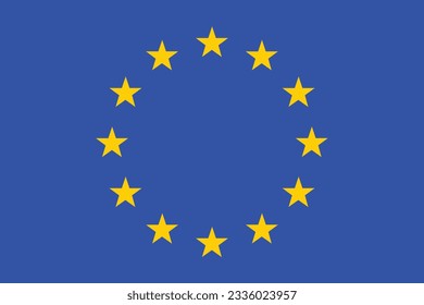 Flag of the European Union. Flag icon. Standard color. Standard size. A rectangular flag. Computer illustration. Digital illustration. Vector illustration.