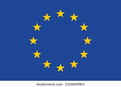 Flag of the European Union. Flag icon. Standard color. Standard size. A rectangular flag. Computer illustration. Digital illustration. Vector illustration.