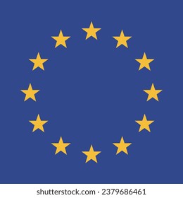 Flag of the European Union. Flag icon. Standard color. A square flag. Computer illustration. Digital illustration. Vector illustration.