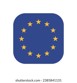 Flag of the European Union. Flag icon. Standard color. Rectangular flag with rounded corners. Square icon. Computer illustration. Digital illustration. Vector illustration.