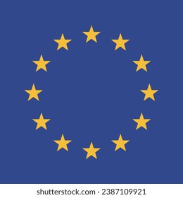 Flag of the European Union. Flag icon. Standard color. A square flag. Square icon. Computer illustration. Digital illustration. Vector illustration.