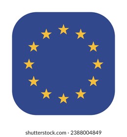 Flag of the European Union. Flag icon. Standard color. Rectangular flag with rounded corners. Square icon. Computer illustration. Digital illustration. Vector illustration.