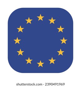 Flag of the European Union. Flag icon. Standard color. Rectangular flag with rounded corners. Square icon. Computer illustration. Digital illustration. Vector illustration.