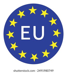 Flag of the European Union. Flag icon. Standard color. Round flag. Computer illustration. Digital illustration. Vector illustration.