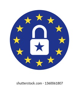 flag of the European Union with lock. Concept ob BREXIT