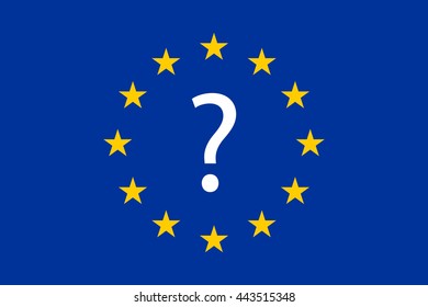 flag of the european union with the question mark in the center. eurozone crisis. future of the european union concept. vector illustration.