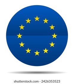 Flag European Union shape circle, vector illustration
