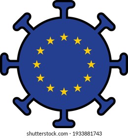 Flag of the European Union in the shape of a coronavirus, vectorized.