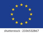 Flag of the European Union. Standard color. Standard size. A rectangular flag. Icon design. Computer illustration. Digital illustration. Vector illustration.