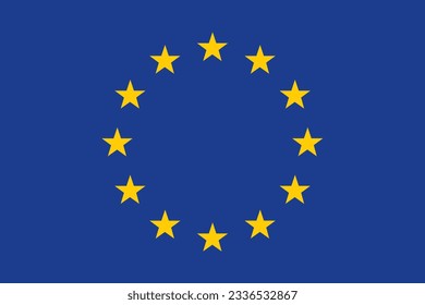 Flag of the European Union. Standard color. Standard size. A rectangular flag. Icon design. Computer illustration. Digital illustration. Vector illustration. svg