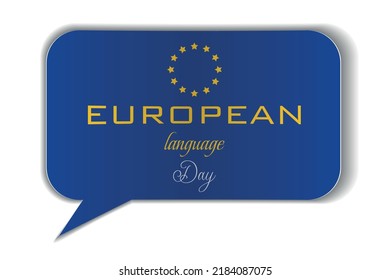 the flag of the European Union in the style of a paper postcard on a white background. european language day