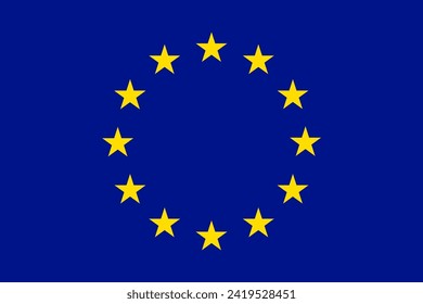 Flag of the European Union with twelve golden stars and blue background. Illustration made January 31st, 2024, Zurich, Switzerland.