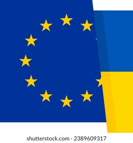 Flag of European Union an Ukraine icon illustration