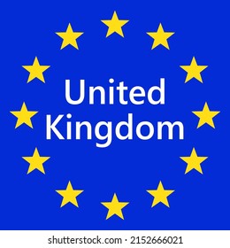 Flag of European Union with United Kingdom. EU Flag. Country border sign of the of UK. Vector illustration.