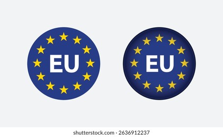 Flag of the European Union.  Vector artwork of the EU sign.  The European Union's official flag, a label or sticker made in the EU