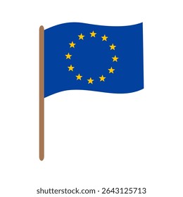 Flag of the European Union. Vector illustration of EU flag in flat style. Suitable for stickers, emblem etc.