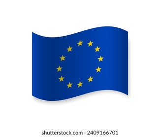 Flag of Eurounion flat icon. Wavy vector element with shadow underneath. Best for mobile apps, UI and web design.