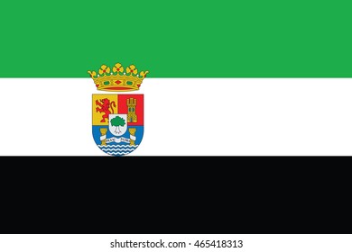 Flag of Extremadura autonomous communities of Spain. Vector illustration.