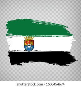 Flag of Extremadura brush strokes. Flag Autonomous Community Extremadura of Spain on transparent background for your web site design, logo, app, UI. Kingdom of Spain. Stock vector.  EPS10.