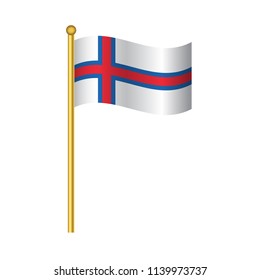 Flag of Faeroe Islands ,Faeroe Islands flag official colors and proportion correctly, Faeroe Islands flag waving isolated Vector illustration eps10.