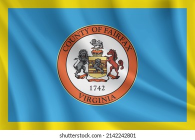 Flag of Fairfax County, Virginia, USA. Realistic waving flag of Fairfax County vector background.