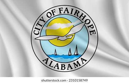 Bandera de Fairhope, Alabama, Estados Unidos. Bandera ondulante realista del fondo vectorial Fairhope.