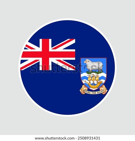 The flag of Falkland Islands. Flag icon. Standard color. Round flag. Computer illustration. Digital illustration. Vector illustration.	
