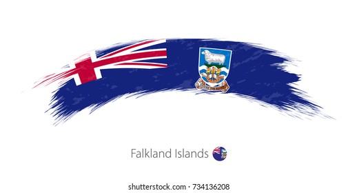Flag of Falkland Islands in rounded grunge brush stroke. Vector illustration.