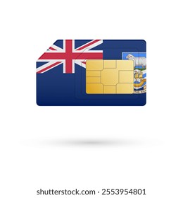 Flag of Falkland Islands. Vector illustration of SIM Card with flag on white background