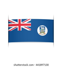 Flag of the Falkland Islands. Vector illustration of a stylized flag. The slit in the paper with shadows. Element for infographics.