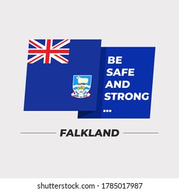 Flag of Falkland : National flag icon with encouraging message isolated on light grey background : Vector Illustration