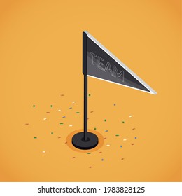 Flag fan basketball sport team play vector illustration