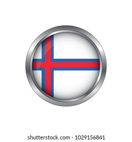 Flag of Faroe Islan dsas round glossy icon. Button with Faroe Islands flag.isolated, banner vector illustration. Vector illustration eps10.