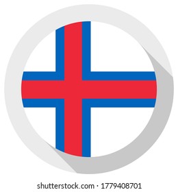 Flag of Faroe Island, round shape icon on white background, vector illustration