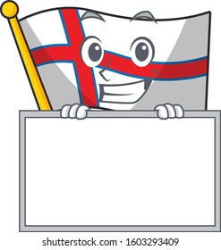 Flag Faroe Island Scroll cartoon character style grinning with board