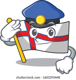 Flag Faroe Island Scroll Cartoon mascot style as a Police officer