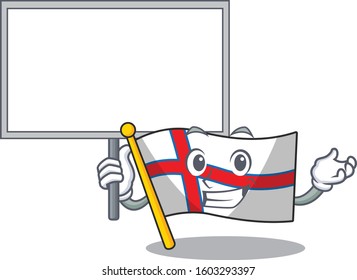 Flag Faroe Island Scroll cute cartoon character bring a board