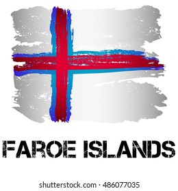 Flag of Faroe Islands from brush strokes in grunge style isolated on white background. Europe autonomy within Denmark. Vector illustration