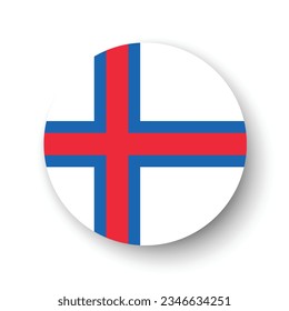 Flag of the Faroe Islands. Button flag icon. Standard color. Circle icon flag. 3d illustration. Computer illustration. Digital illustration. Vector illustration.