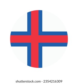 Flag of the Faroe Islands. Button flag icon. Standard color. Circle icon flag. 3d illustration. Computer illustration. Digital illustration. Vector illustration.