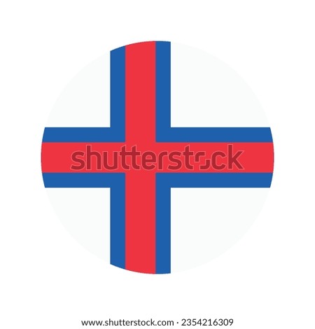 Flag of the Faroe Islands. Button flag icon. Standard color. Circle icon flag. 3d illustration. Computer illustration. Digital illustration. Vector illustration.