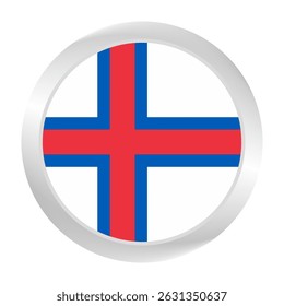 Flag of Faroe Islands. Circle flag icon logo. Round flag. Flag icon. Standard color. Digital illustration. Vector illustration.