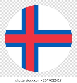 Flag of Faroe Islands. Faroe Islands circle flag logo icon computer vector illustration design. Transparent checkerboard background.
