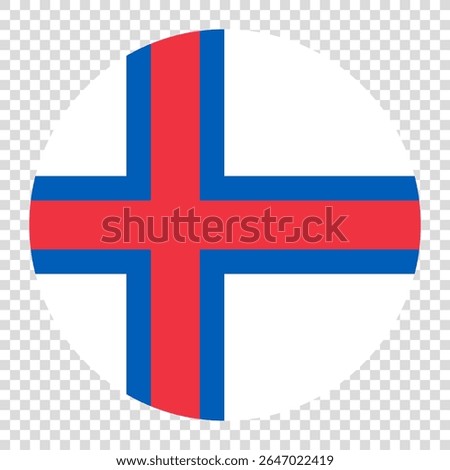Flag of Faroe Islands. Faroe Islands circle flag logo icon computer vector illustration design. Transparent checkerboard background.