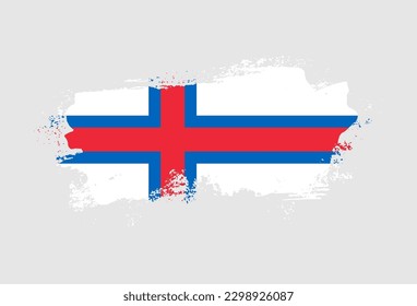 Flag of Faroe Islands country with hand drawn brush stroke vector illustration