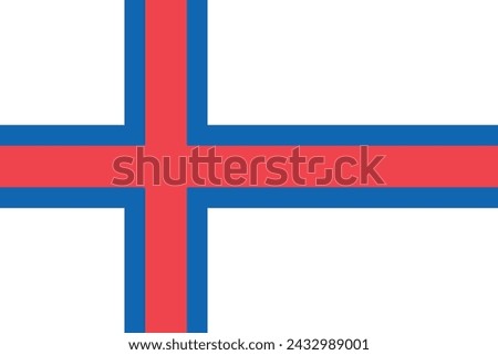 Flag of the Faroe Islands. Faroese white flag with a red and blue cross. State symbol of the autonomous region of the Faroe Islands.